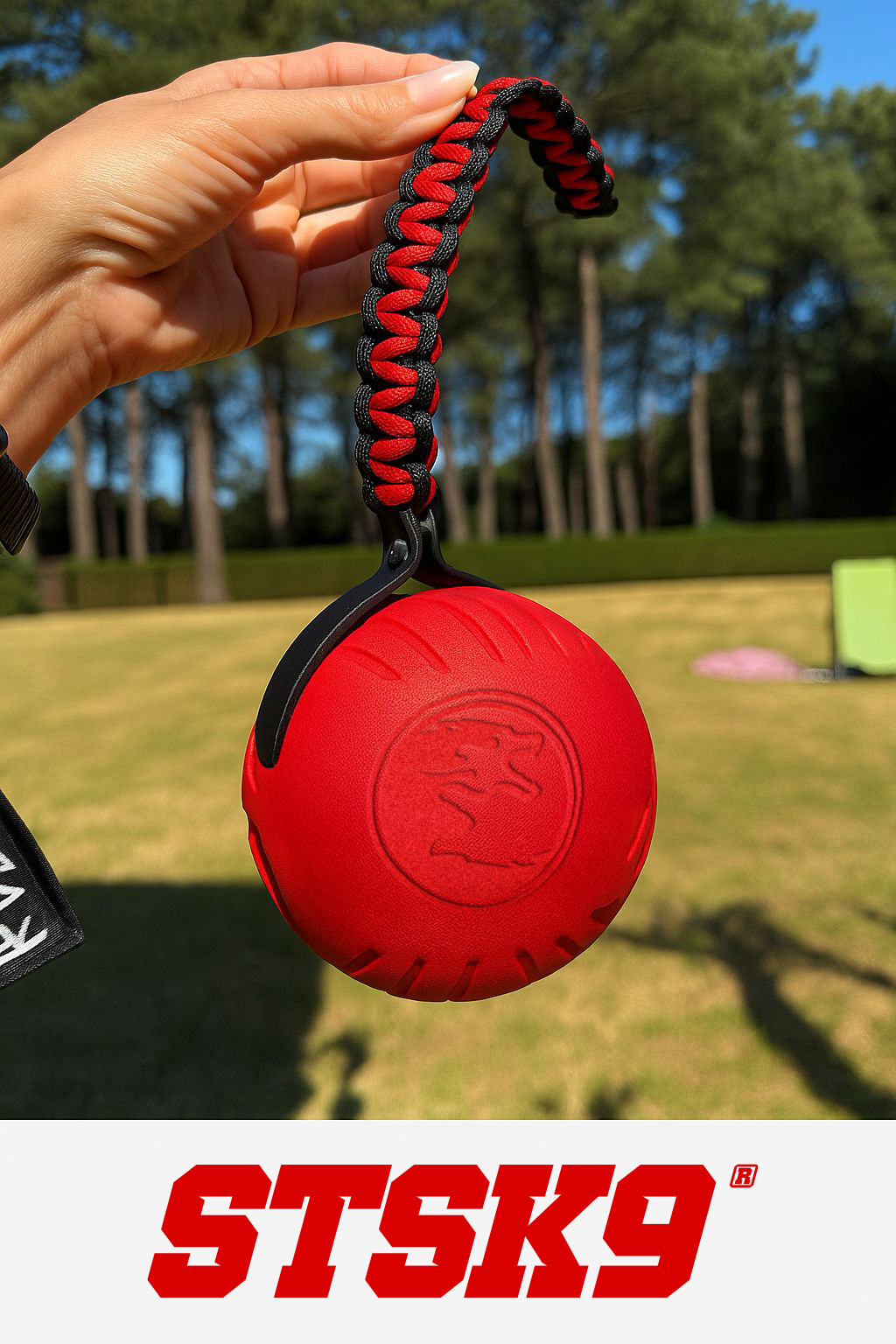 STSK9 Dura-Foam Training Ball with Rope – Heavy Duty Ball for Drive Games